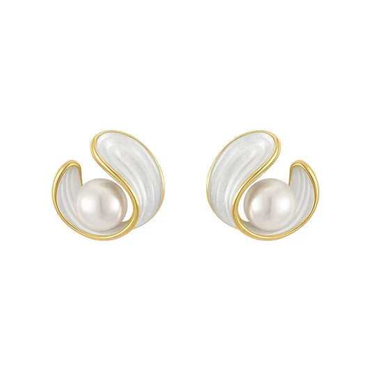 Or Swirl Perle Puces d'Oreilles