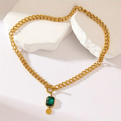 Or Émeraude Collier Chaîne