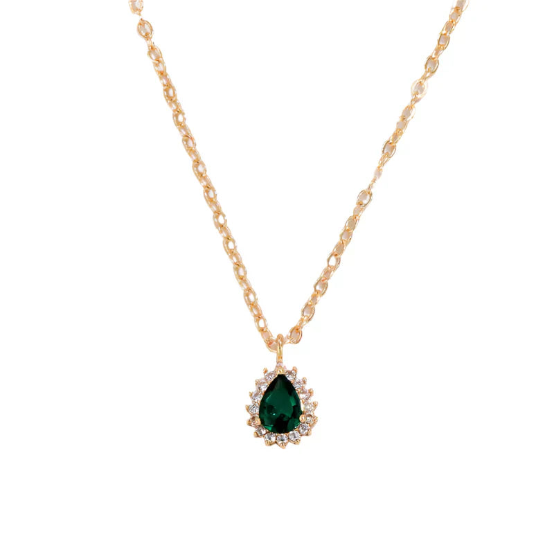 Or Émeraude Goutte Collier