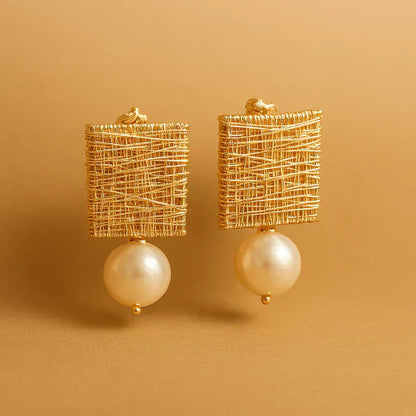 Élégant Doré Fil Perle Boucles d'Oreilles