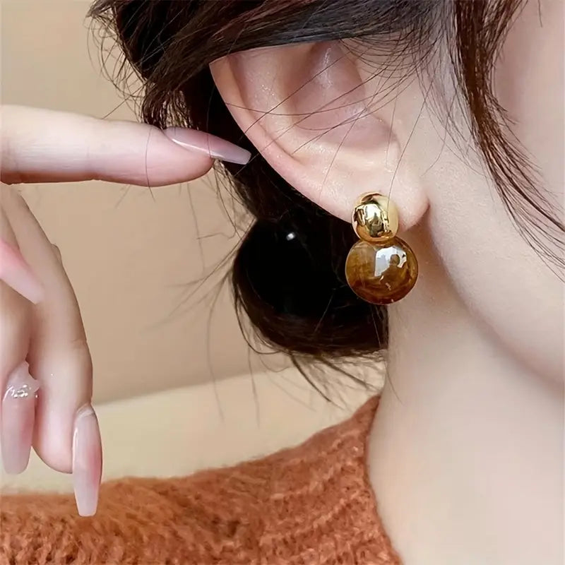 Aurélie Ambre Boucles d'Oreilles Pendantes | Or