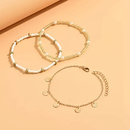 Coastal Breloque 3-Piece Superposé Bracelet de Cheville Set | Or