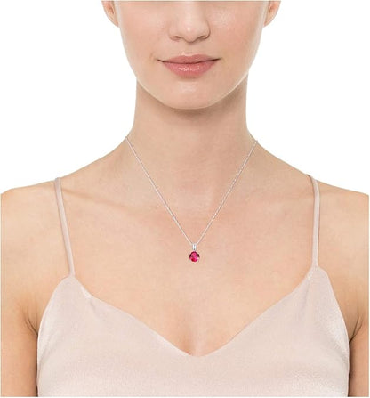 Taille Ronde Rubis Collier | Or Blanc