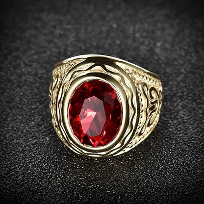 Or Rubis Gravé Bague