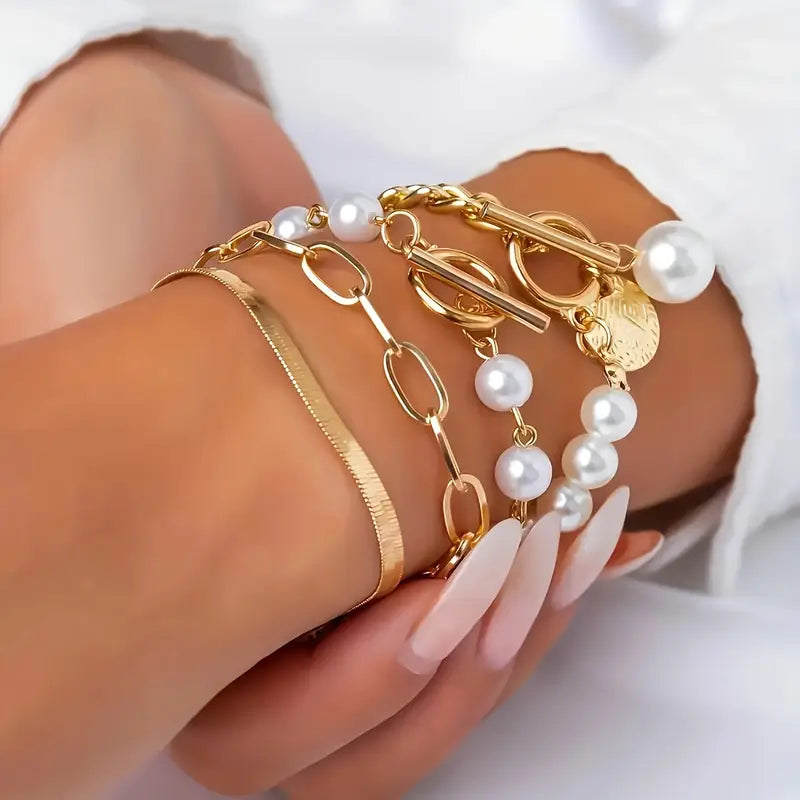 Premium Superposé Perle Bracelet Set