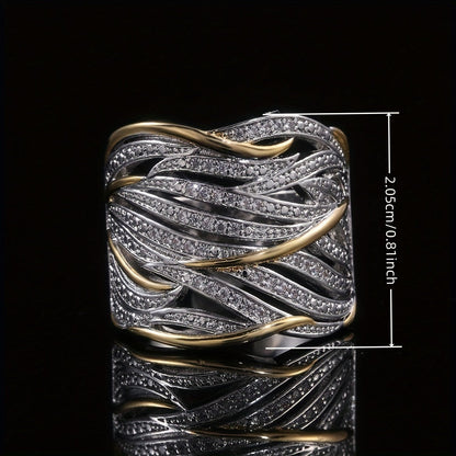 Argent et Or Tissé Anneau Bague