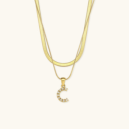 Fiona Superposé Or Initiale Lettre Collier