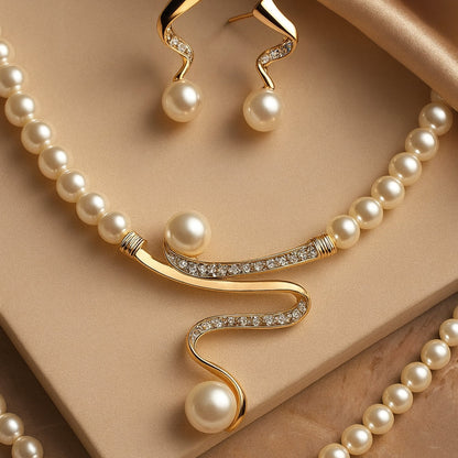 Élégant Naturel Perle Collier Set