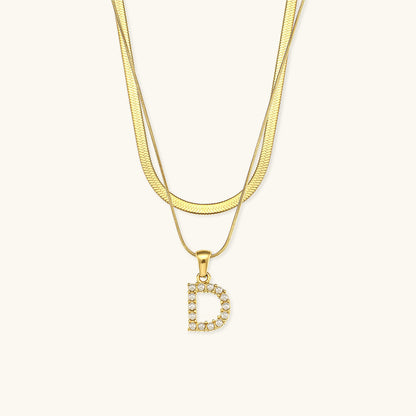 Fiona Superposé Or Initiale Lettre Collier