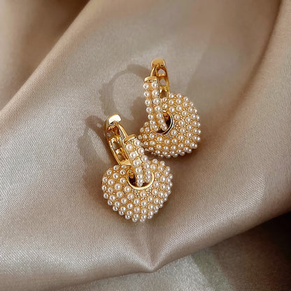 Cœur Perle Boucles d'Oreilles