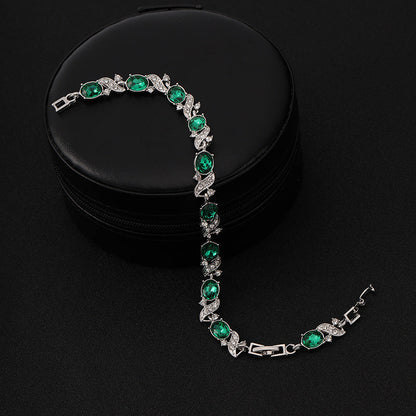 Argent Émeraude Vintage Maillon Bracelet