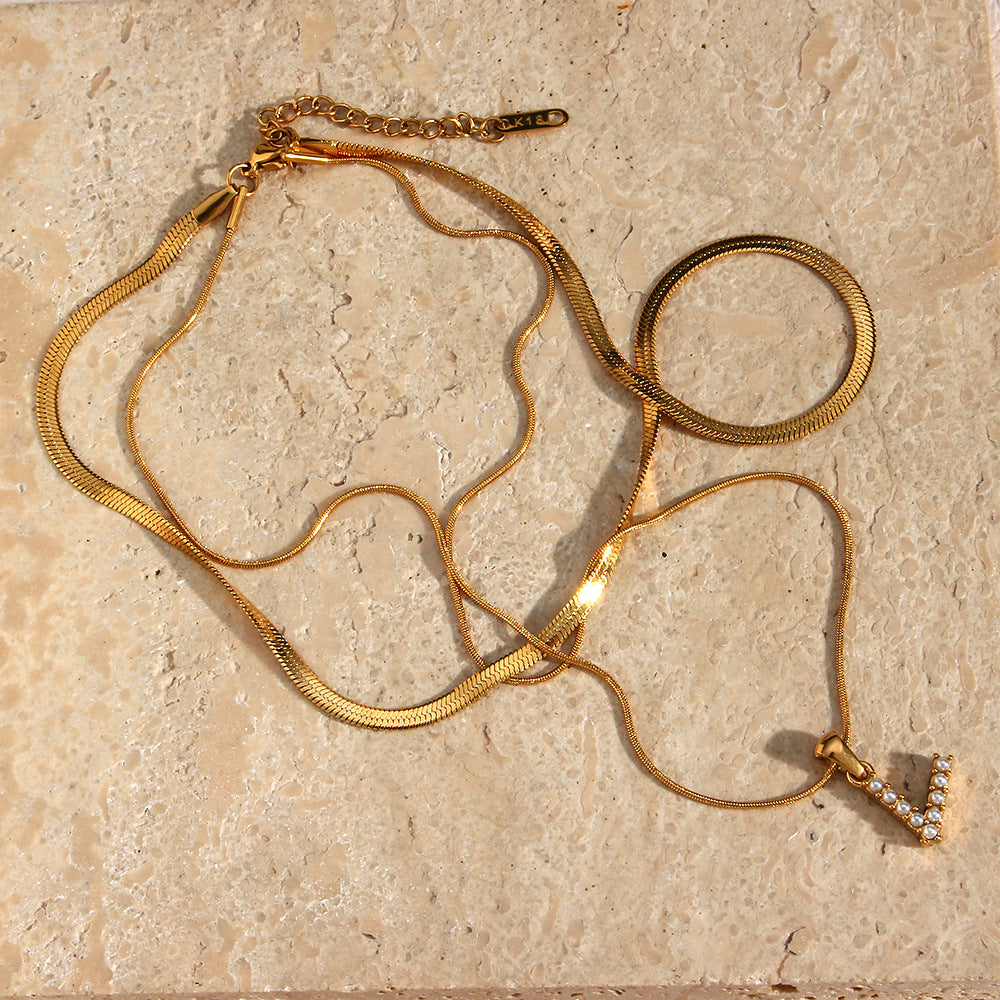Fiona Superposé Or Initiale Lettre Collier