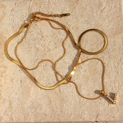 Fiona Superposé Or Initiale Lettre Collier