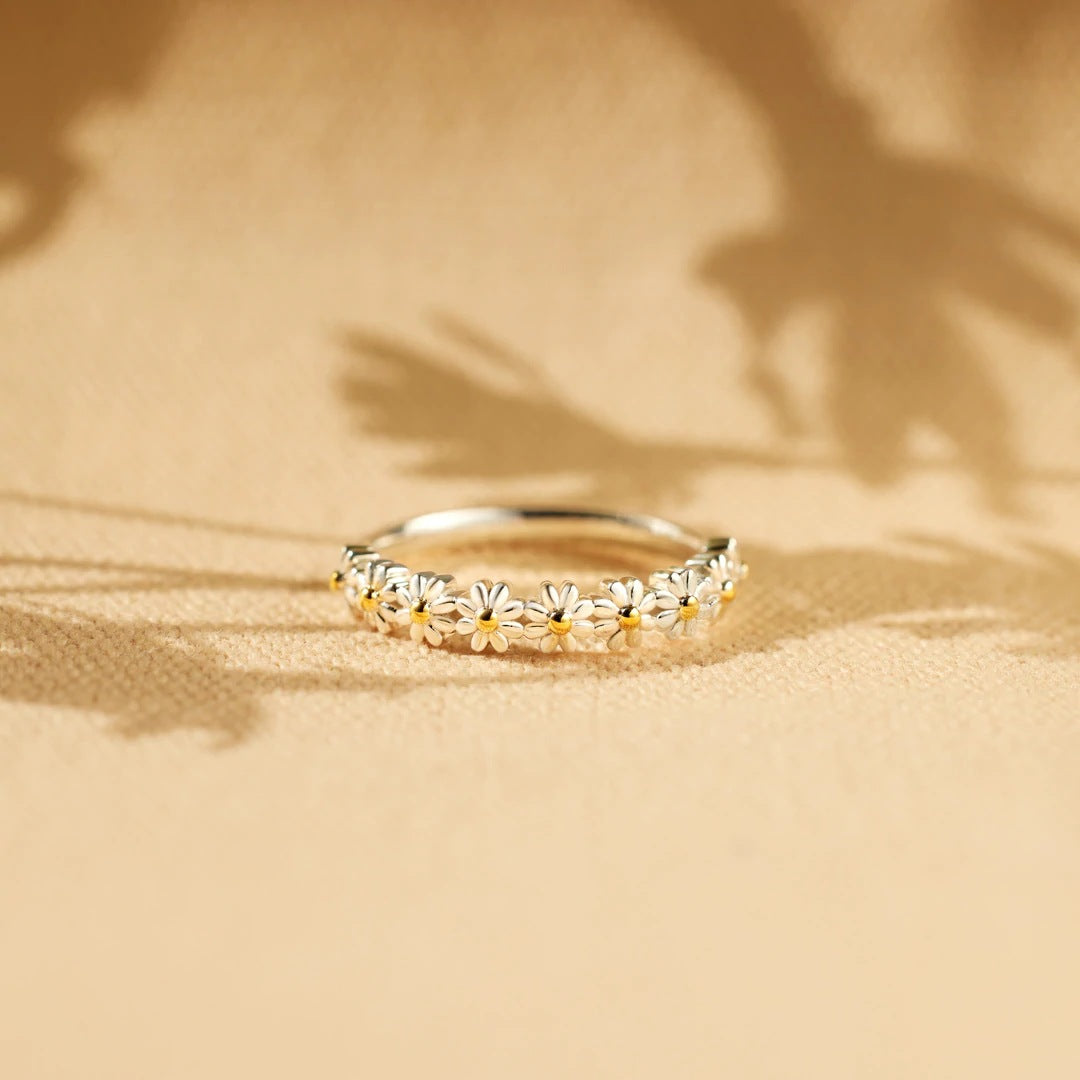 Argent Floral Bague