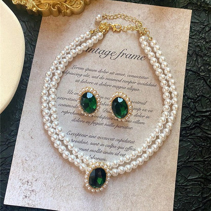 Imperial Perle Émeraude Bijou Set