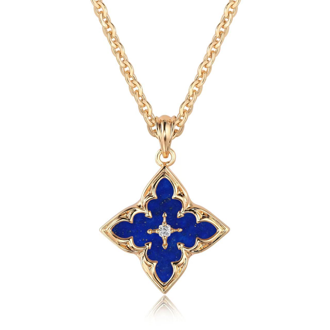 Marron Clover Collier à Pendentif | Or