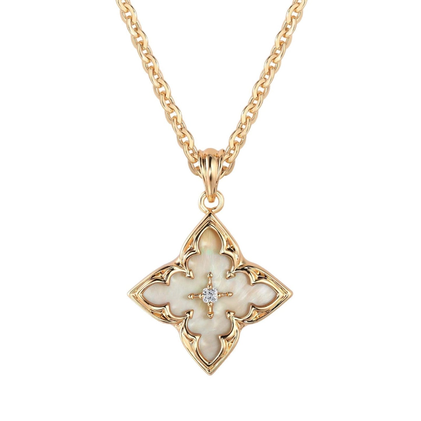 Marron Clover Collier à Pendentif | Or