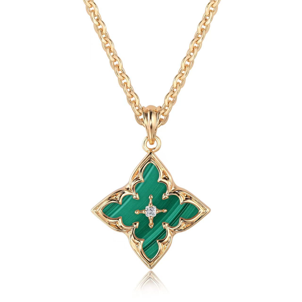 Marron Clover Collier à Pendentif | Or