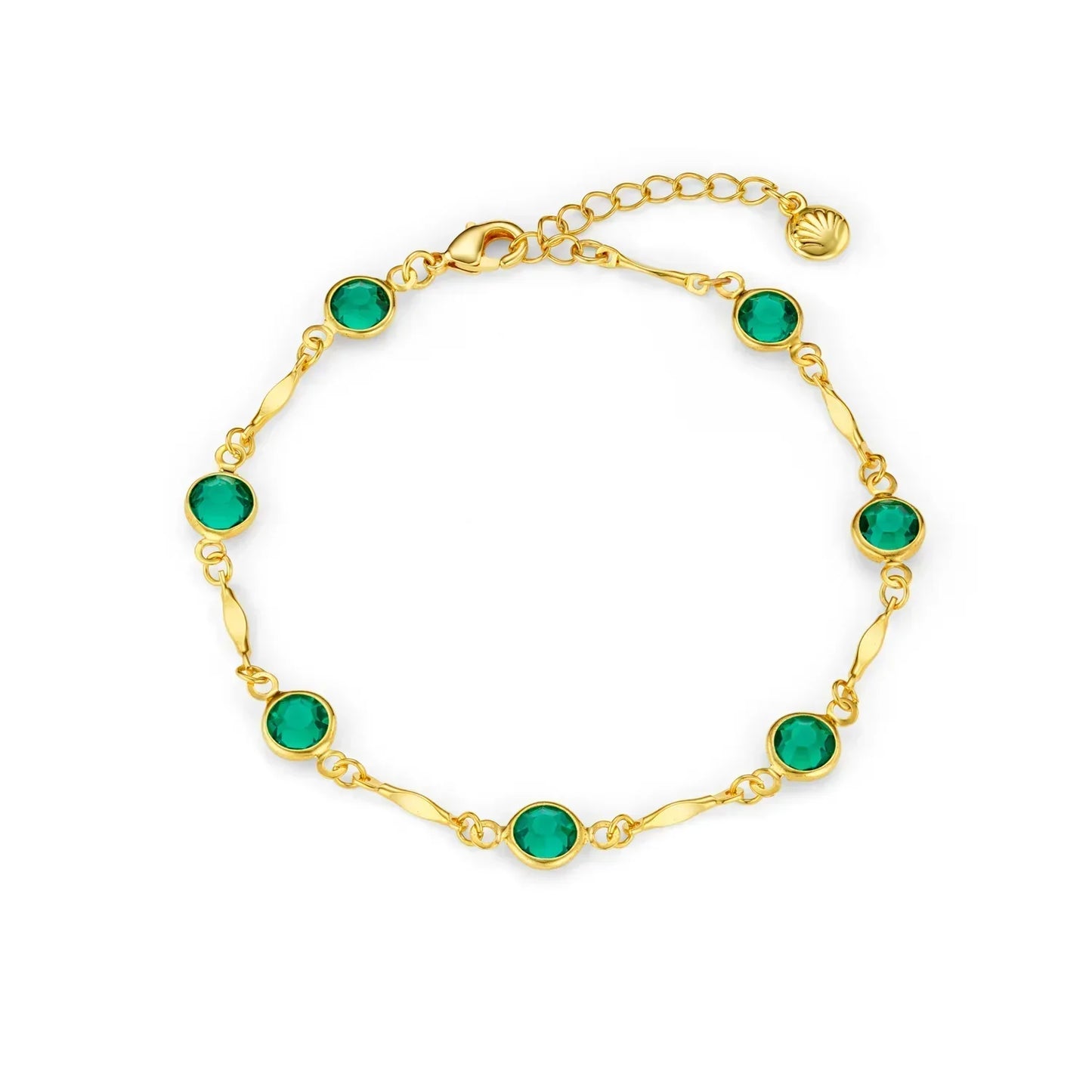Émeraude Maillon Bracelet Chaîne | Or