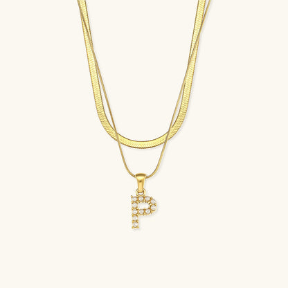 Fiona Superposé Or Initiale Lettre Collier