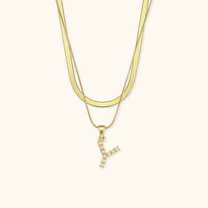 Fiona Superposé Or Initiale Lettre Collier