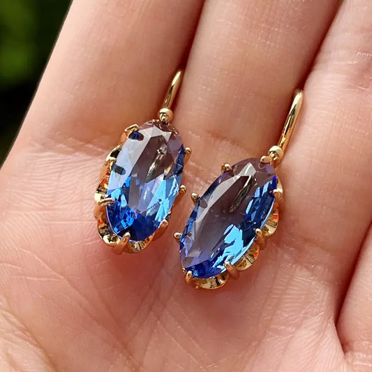 Or Saphir Boucles d'Oreilles Pendantes