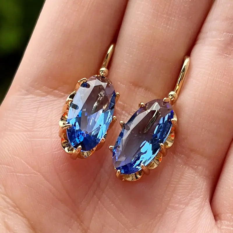 Doré Bleu Bloom Boucles d'Oreilles | Or