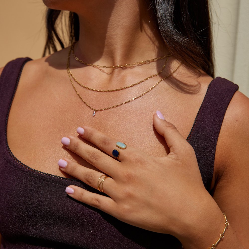 Or Dual Pierre Bague Ouverte