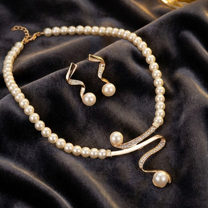 Élégant Naturel Perle Collier Set