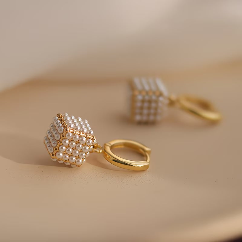 Perle Cube Boucles d'Oreilles
