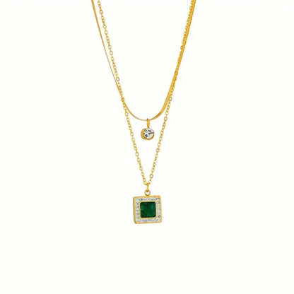 Or Émeraude Superposé Collier