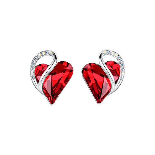 Infini Cœur Rubis Boucles d'Oreilles | Or Blanc