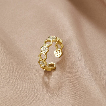 Or Géométrique Bague Ouverte