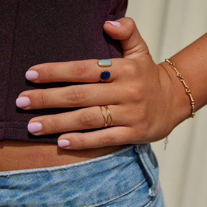 Or Minimaliste Enveloppant Bague