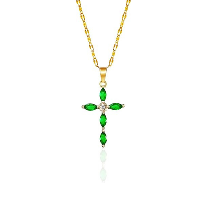 Émeraude Croix Collier | Or